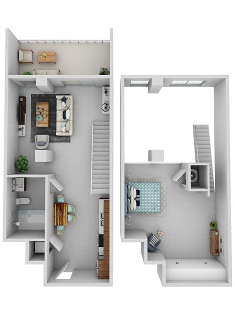 Floor plan for 1 bed, 1 bath, 937 sqft